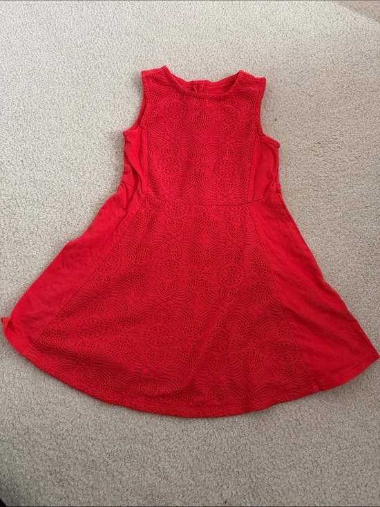 Crazy 8 Other - Girls Orangish Red Sleeveless Crochet Fit-and-Flare Dress